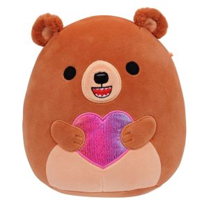 Squishmallows 8" Stokely the Brown Kodiak Bear Holding a Heart | Jazwares