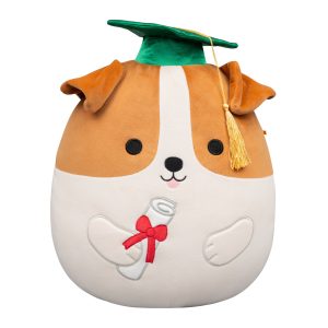 Squishmallows 12" Brenden the Jack Russell Terrier with Green Graduation | Jazwares