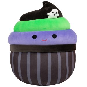 Squishmallows 12" Kurt the Black Cupcake With Green and Purple Frosting | Jazwares
