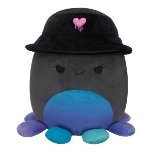 Squishmallows 8" Yoko the Charcoal Grey Octopus with Bucket Hat | Jazwares